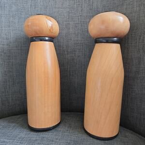 Trudeau Contemporary Designed Wooden Salt Shaker and Pepper Mill Set 7.5 in